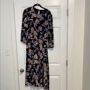 Knit Floral Black Dress